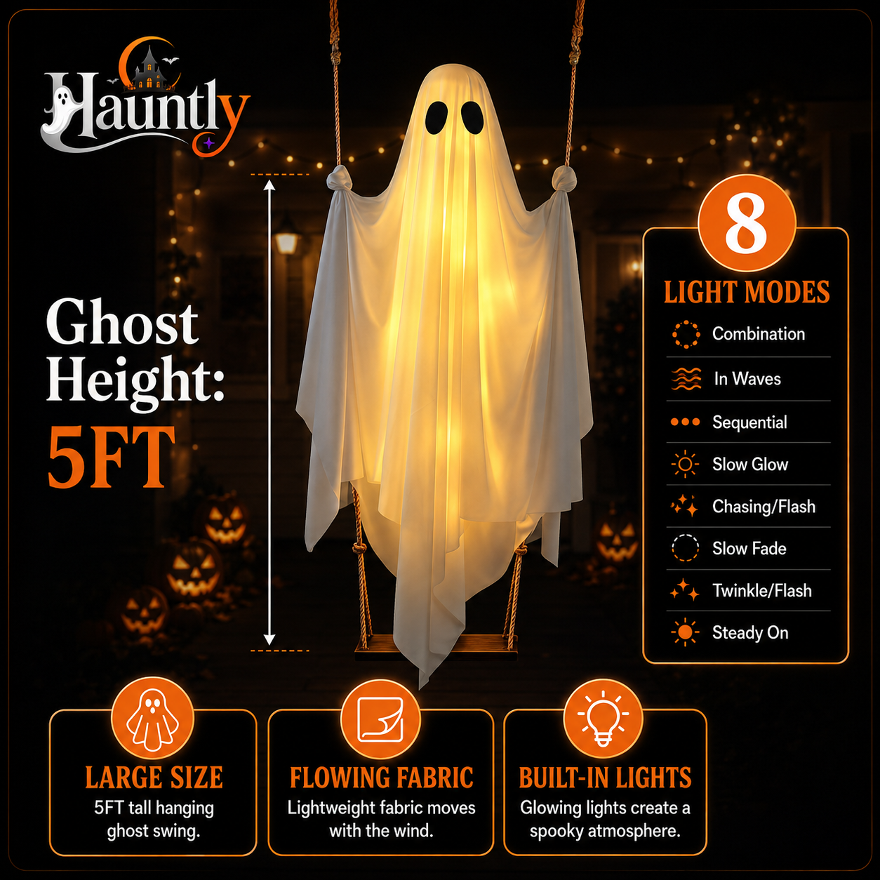 Hauntly™ 5FT Glowing Ghost Swing