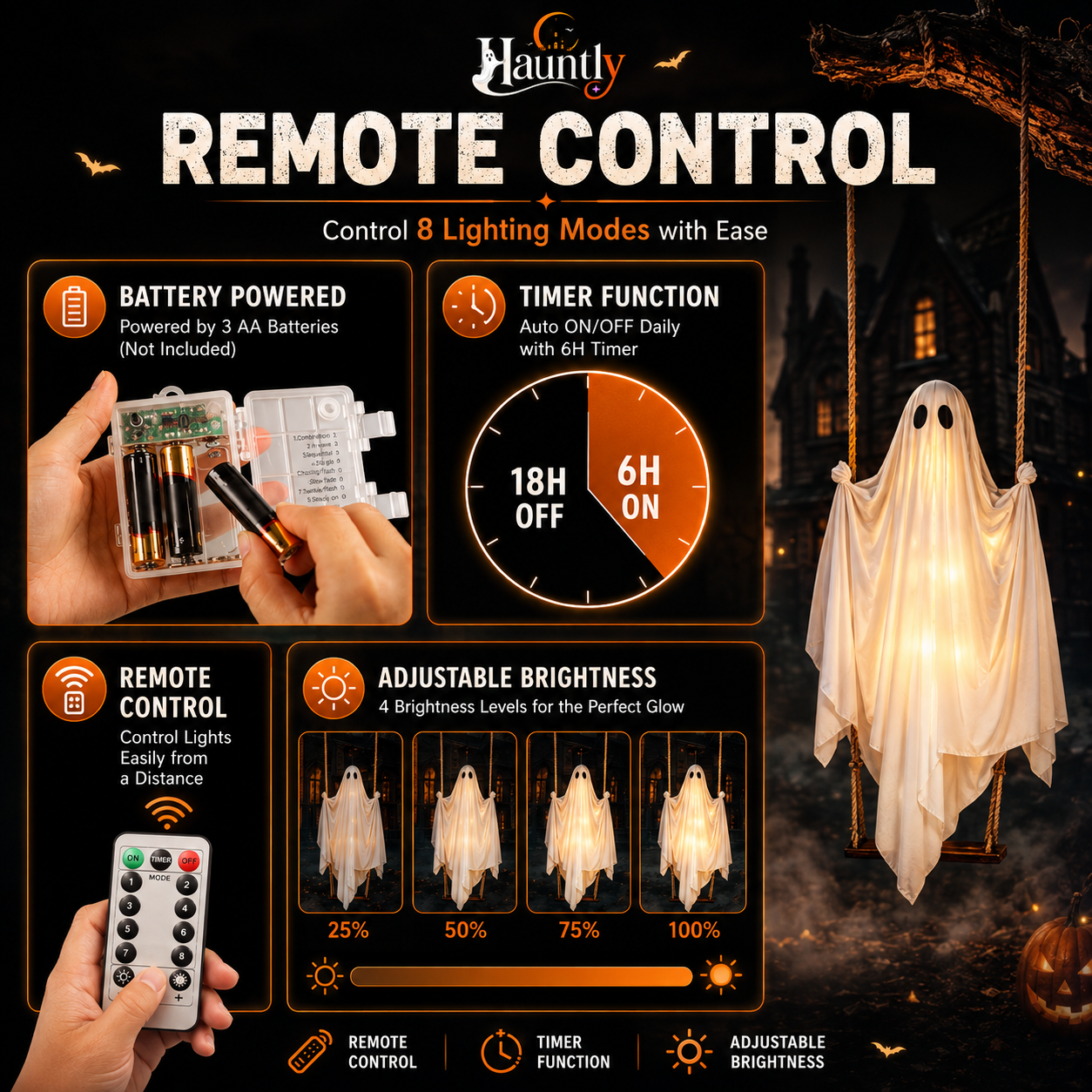 Hauntly™ 5FT Glowing Ghost Swing